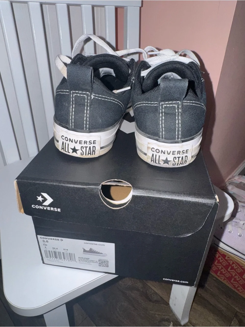 Converse Kids Black and White Low-Top Canvas Sneakers